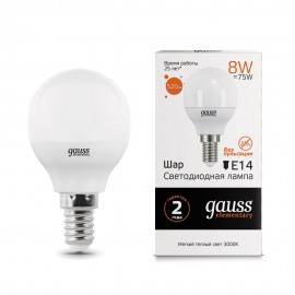 Լամպ Gauss LED Elementary Globe 8W E14 3000K 520lm (5654)