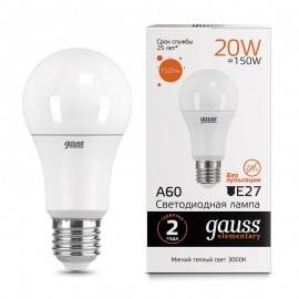 Լամպ Gauss LED Elementary LED A60 20W E27 3000K 1520Lm (4849)