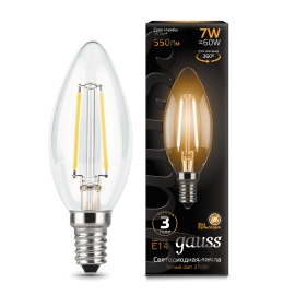 Gauss LED լամպ E14 7W 2700K Ֆիլամենտ մոմ 550Lm (5306)