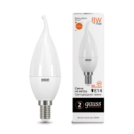 Լամպ Gauss LED E14 Elementary մոմ 8W  3000K 520Lm (4519)