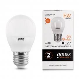 Լամպ Gauss LED Elementary Globe 6W E27 3000K 420lm (4511)