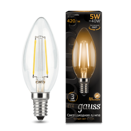 Gauss LED լամպ E14 5W 2700K Ֆիլամենտ մոմ 420Lm /4777