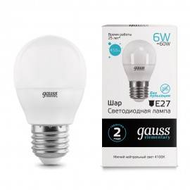 Լամպ Gauss LED Elementary Globe 6W E27 4100K 450lm (4512)