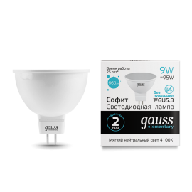 Gauss LED լամպ MR16 Elementary GU5.3 9W 4100K 660Lm /005108