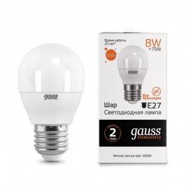 Լամպ Gauss LED Elementary Globe 8W E27 3000K 520lm (4960)