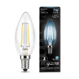 Gauss LED լամպ E14 7W 4100K Ֆիլամենտ մոմ 580Lm