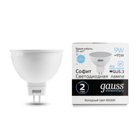 Gauss LED լամպ MR16 Elementary GU5.3 9W 6500K 680Lm 003442
